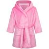 NautySaurs Accappatoio da bambina per bambini, tinta unita, con cappuccio, in flanella, in pile, rosa, 9-12 Years