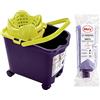 Mery | Set cubo e mocio in microfibra | Benna scolapiatti automatica e ruote a 360º | Extra Large Mop Head Absorbent Mop Non lascia Ratro | Viola | 14L | Dimensioni :38,2 x 25,5 x 39,5 cm