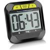 TFA Dostmann Timer digitale con cronometro, 38.2054.01, allarme (normale/rumoroso), sveglia a breve termine, magnetico, portatile, adatto per cucina/esame/sport, cifre grandi, nero