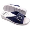 Sani' Ciabatte Donna Estive Comode Pantofole in Vera Pelle con Fibbia Regolabile a Punta Aperta Sandali Sanitari Donna con Fascia (Blu, Sistema Taglie Calzature EU, Adulto, Donna, Numero, Media, 40)