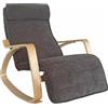Brigros WeHome - Sedia A Dondolo Swing Amor Con Braccioli In Legno, Rocking Chair, Poltrona Con Poggiapiedi Regolabile, Salotto, Camera Da Letto (Tessuto, Grigio Scuro)
