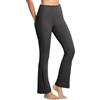 icyzone Pantaloni da yoga da donna, a costine, per controllo della pancia, allenamento, leggings svasati per palestra, corsa, lounge, nero, S