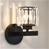Sxtiger Lampada Da Parete In Cristallo Retrò, Lampada Da Parete Moderna Per Camera Da Letto E27, Lampada Da Parete In Cristallo A LED Nera Per Soggiorno Sala Da Pranzo Corridoio Cucina