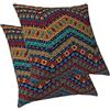 ggaimwf Copricuscino in lino Boho per divano Letto Cuscino Hippie Boemo Stile etnico Chevron giallo Fatto a mano Cuscini quadrati con cerniera invisibile, 40x40cm Set di 2