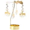URFEDA Due piccoli cervi tealight giostra in vetro portacandele oro portacandele rotante portacandele in ferro metallo per San Valentino, decorazione per matrimonio, soggiorno, decorazione da tavolo