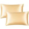 JUWENIN Federa per cuscini, effetto seta satinato, dimensione queen/standard, confezione da 2 pezzi, grigio, Seta Satin, Beige., Standard
