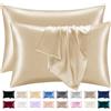 lazzaro home feel the difference Lazzaro Federe in raso di seta, per capelli e pelle, ipoallergeniche, con chiusura a busta, ultra morbide, dimensioni standard, color champagne (50 x 75 cm)