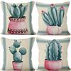 Aoihrraan 46x46cm Confezione Da 4 Copricuscini Divano Blu Cactus Acquerello Piante Verdi Biancheria Quadrata Federe Per Cuscini Decorare In Lino Arredo Casa Giardino Camera Letto Campeggio Sofà