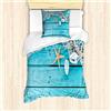 ABAKUHAUS maritim Set Copripiumino, conchiglie nautiche e Netto, Anti-Acaro chi soffre di allergie adatto con federa, Aqua Tan