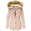 Generic Women Parka Coatwith Faux Fur Hood Zip Up Quilted Jacket Solid Color Padded Jackets Windproof Winter Coat Casual Lightweight Outdoor Warm Outerwear D-67