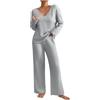 Generico Pigiami Donna Invernale Pigiama Leggero Maniche Lunghe Invernali Pantaloni Pigiama 2 Pezzi Caldo Sciolto Casual da Casa Morbido e Confortevole Maglia Lunga Pigiama Maglia Lunga Set Casa Donne