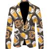 Generisch Giacca da uomo con stampa di birra | Blazer Cappotti da uomo Oktoberfest stampa birra, abbigliamento casual Beer Graphic Fest, giacca con paillettes per tutti i giorni, alla moda, sportiva,