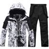HOTIAN Set di giacca da sci e pantaloni da uomo, tuta da neve invernale calda, impermeabile, antivento, set da snowboard, Reggiseno + BK, XL