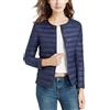 Tiasdnhod Donna Giacche Di Piumino,Giacca Da Donna Piumino Corto Cappotto Invernale Leggero E Caldo Manica Lunga Girocollo (Navy,L)