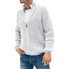 Generic Cardigan lavorato a maglia da uomo con cerniera spessa lavorato a maglia cerniera modello maglione maglione full zip anteriore colletto classico maglieria maglione stile classico, bianco, XL