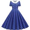 YMING Donne 1950s Polka DOT Dress Vintage Party Tea Dress Retro Rockabilly Cocktail Swing Prom Dress Blu Scuro XL