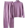 HEONSATI Completo Donna di Lana Eleganti Completi in 2 Pezzi Curvy Tute Maglione Manica Lunghi e Pantaloni a Gamba Larga in Vita Tuta Sportivo a Metà Autunno Sportswear Maglia Comodo Offerte