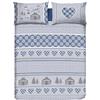 BIANCHERIAWEB Copripiumino Sacco Piumone Cotone Flanella Pensieri Delicati Disegno Chalet Matrimoniale Blu