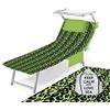 Tex family Telo Mare Lettino Teddy in Microfibra con Tasche Misura CM. 80 X 190 (Leopardo Verde)