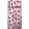 hermet Disney, Stich Rosa, Completo Lenzuola Letto Singolo Una Piazza In Flanella di Puro Cotone Completo Lenzuolo Sopra + Sotto con Angoli + Federa