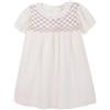 Gocco Vestido Nido de Abeja Vestito, Bianco, 7-8 Anni Bambina