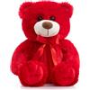 BEJOY Orso di peluche, orso morbido in peluche, dolce animale di peluche, per Natale e Capodanno, 36 cm, colore rosso