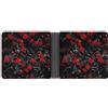 CZZYH Portafoglio da uomo, portafogli bifold in pelle PU per uomo, portafoglio digitale con teschio gatto, Dark Night Bright Rose