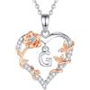 EUDORA Harmony Ball Rosa Cuore Collana con iniziale G per donne Lettera G Alfabeto iniziale Collane Rame Placcato rodio Ciondolo con Zirconi Cubici, Iniziali Gioielli Regali per Donne Moglie, 18