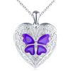 VIKILEE Cuore Portafoto Medaglione Collana Argento 925 Donna: Animale Farfalla Collana di Foto Carino-Ciondolo Portafoto Collane Amuleto Gioielli-Compleanno Anniversario Natale Regali per Lei Viola