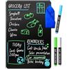 YES4QUALITY Lavagna magnetica nera cancellabile a secco per frigorifero - A4 / 21x30 cm - Resistente alle macchie con 3 pennarelli a punta fine e gesso neon e cancellino - da Yes4Quality