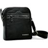 FIORDALISO Baci & Abbracci Borsello Uomo Tracolla Impermeabile in Nylon , Borsa Tracolla Uomo Piccola con Cerniera, Marsupio Uomo Tracolla Versatile ed Elegante, Borsa Uomo Tracolla Regolabile e Comoda Nera