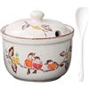 TuYines Zuccheriera in ceramica, zuccheriera con coperchio e cucchiaio, barattoli in ceramica, portaspezie con coperchio per zucchero, sale, formaggio, spezie
