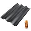 Bafumiu Stampo per baguette con rivestimento antiaderente, teglia per baguette per 3 baguette, nero, teglia baguette 38x25 cm, stampo per panini ideale per cuocere pane perfetto a casa.