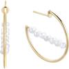 Duran Exquse-Orecchini creola Pearl sette perle orizzontali, argento dorato, Grande, Argento sterling Argento, Perla