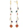 Duran Exquse-Orecchini lunghi Brasile, avventurina rosa, lapislazuli turchese, corniola e perla. Argento dorato, Grande, Argento sterling Argento, Perla