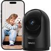 GNCC Telecamera WiFi Interno 2K, Videocamera sorveglianza, Visione Notturna, 360° Visuale, Audio Bidirezionale, Rilevamento di movimento e notifiche, Telecamere Cani/Bambini, Nero, 2.4GHz Wi-Fi (Solo)