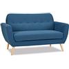 milani home Divano 2 Posti Blu Melange Stile Moderno di Design Contemporaneo con Bottoni per Salotto Casa Hotel, Stile Moderno, Cm 147x79x86 H