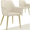 TecTake® Set 2 Sedie Sala da Pranzo, Sedie Velluto Eleganti, Sedie Cucina con Braccioli e Schienale Continuo, Comode Sedie Imbottite, Sedie Moderne Antiscivolo e Antigraffio - Beige
