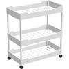 Rurunklee Carrello portaoggetti a 3 livelli, scaffale da cucina con ruote, organizer da bagno, salvaspazio, 15 x 40 x 61 cm