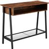 TecTake® Tavolo Console, Struttura in Acciaio, Piano in Legno, Ripiano in Reticolato, Piedi Regolabili, Mobile Ingresso, Stile Industriale, Design Moderno - Legno Industriale Scuro, Rustico