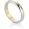 Donipreziosi Coppia Fedine Personalizzabili in Argento 925 placcate oro giallo/bianche e zircone centrale con Incisione Nome e Data - 2 Anelli Fidanzamento - Fedina Personalizzata Idea Regalo Uomo Donna (Singola)