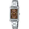 Casio LTP-1234DD-5A Orologio da donna rettangolare standard classico in acciaio inossidabile con quadrante bordeaux, Borgogna, classico
