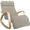 Brigros WeHome - Sedia A Dondolo Swing Amor Con Braccioli In Legno, Rocking Chair, Poltrona A Dondolo Con Poggiapiedi Regolabile, Poltrona Salotto, Poltrona Camera Da Letto (Tessuto, Beige)