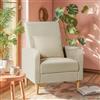 COLAMY Moderna Sedia d'Accento Imbottita Poltrona con Cuscino, Lettura in Tessuto Sedia da Soggiorno, Camera da letto Divano Singolo con Seduta Lounge e Gambe in Legno, Beige