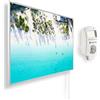 KÖNIGHAUS Riscaldatore a infrarossi Könighaus - 300 Watt + termostato smart e APP Könighaus - una stufetta elettrica a basso consumo - Cornice bianca (14. Spiaggia da sogno 1)