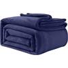 Good Nite Coperta in pile soffice, 130 x 150 cm, per divani, morbida, grande, per adulti, lavabile in lavatrice (blu navy, singolo)