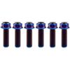 Yaruijia - Bullone in titanio M8 x 15 20 25 30 35 40 45 50 55 60 65 mm con flangia piccola a testa esagonale per parti moto Pich 1,25 mm, confezione da 6 (M8 x 25 mm, colore: Blu bruciato