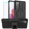 Yiakeng Cover per Samsung S20 FE Con Proteggi Schermo, Doppio Strato Antiurto Protezione Silicone con Kickstand Rugged Custodia Cover per Samsung Galaxy S20 FE (Nero)