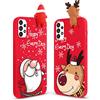 Vauki 2 Pezzi Natale Cover per Samsung Galaxy A13 4G con 3D Cervo Bambola Babbo Rosso,Sottile Morbida Silicone Carino Cartoon Alce Disegni Antiurto Custodia Case, Regalo di Natale per Samsung A13 4G