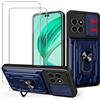 MEMELOKA Cover per Honor X8b con 2 Pezzi Vetro Temperato, Rigida PC Back e TPU Bumper Antiurto Custodia Protettiva[Slidable Fotocamera Proteggi][Slot per Schede][Supporto Girevole], Blu